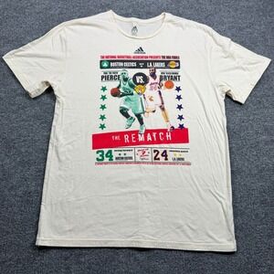 Kobe Bryant Paul Pierce NBA 2010 Finals Adidas T Shirt Mens L Cream The Rematch